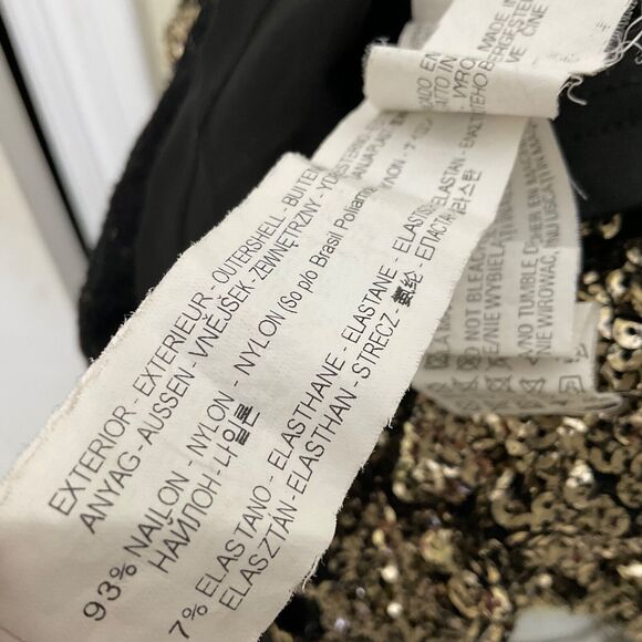 Zara Dress Woman's M  Black Gold Sequined Bodycon Low Back Dress Party Cocktail - Picture 10 of 13